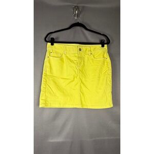 Cache Denim Mini Skirt Womens 8 Yellow Stretch Cotton Lyocell Blend Five Pocket